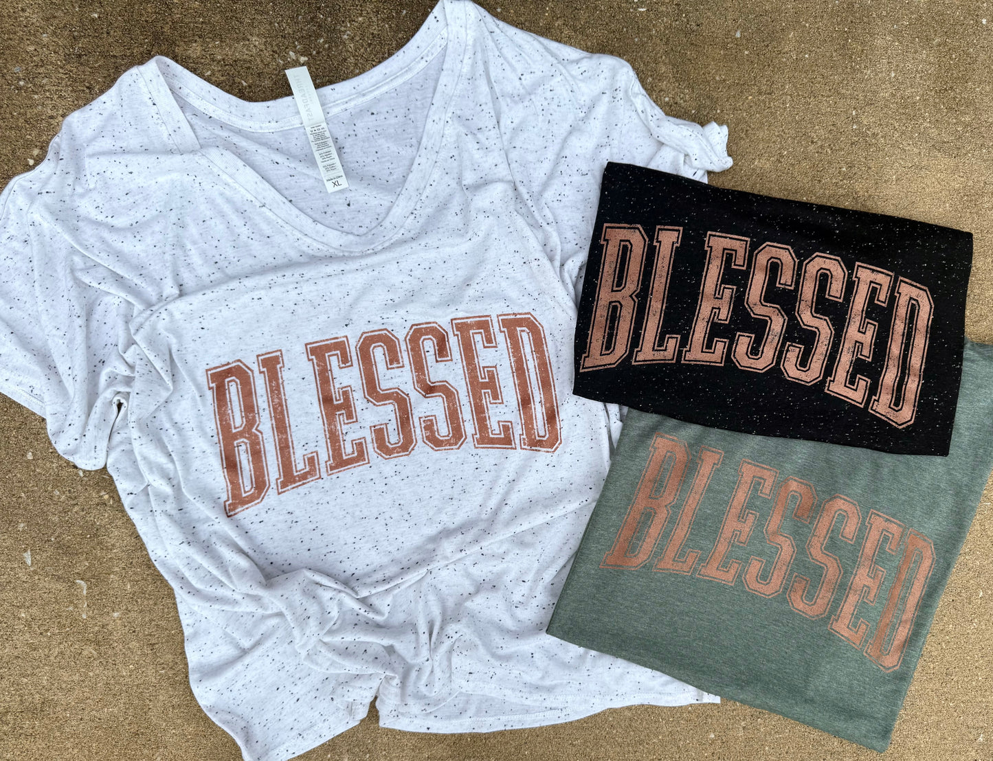 Blessed Metallic Varsity Graphic Tee