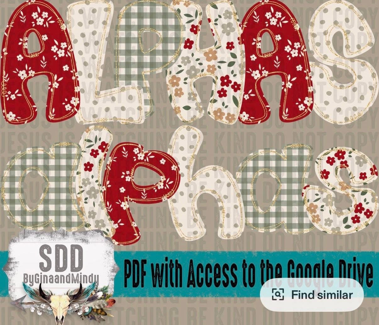 Faux Stitching Green, Red & Floral Alpha Sweatshirt or Tshirts - WS