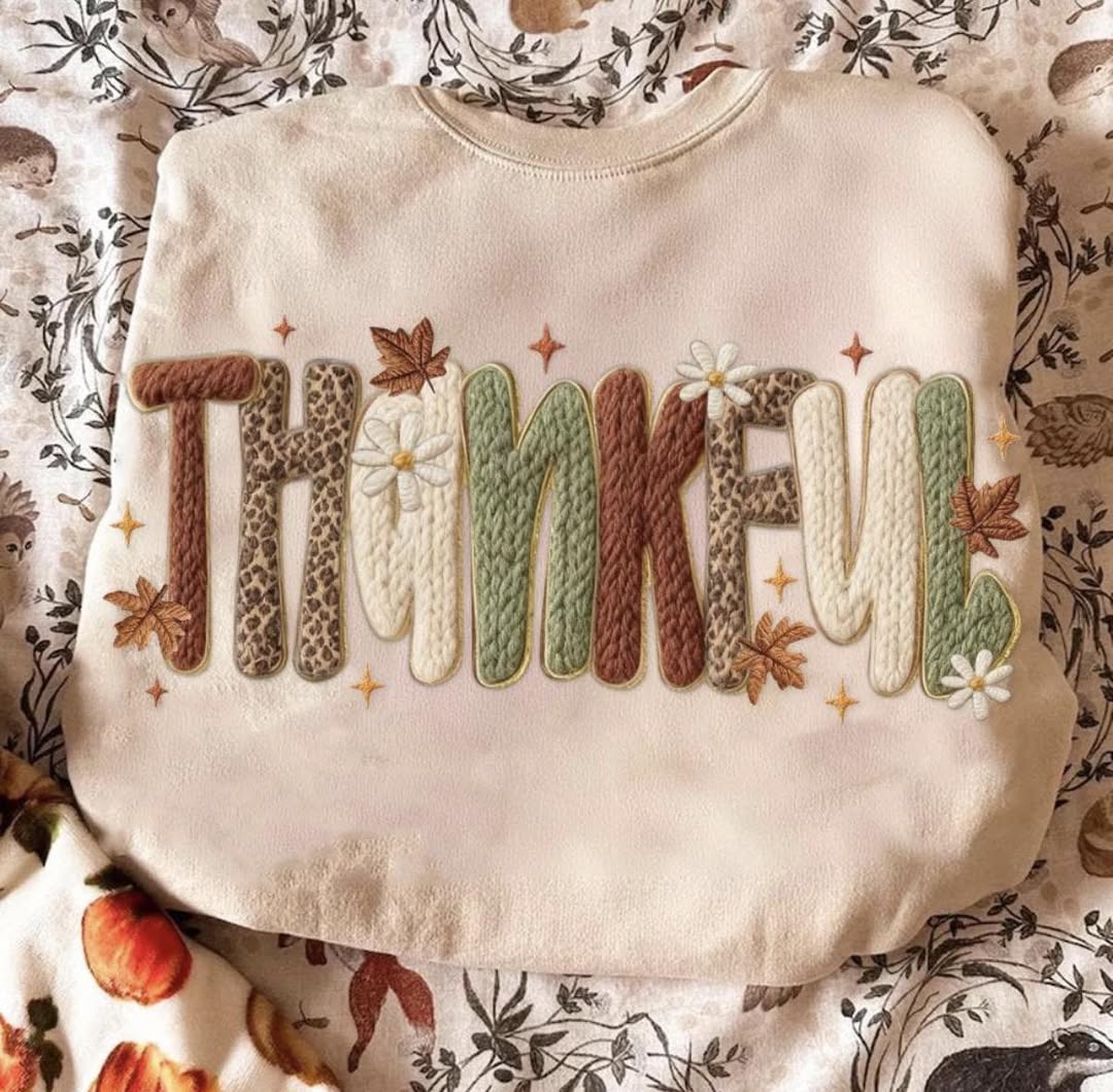 Faux Crochet Thankful tshirts & sweatshirts - WS