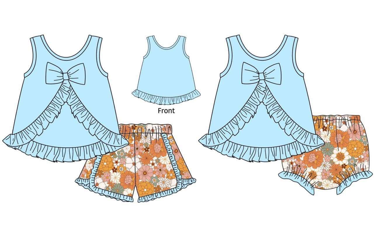 Open Bow Back Floral Bummie & Short Sets Preorder