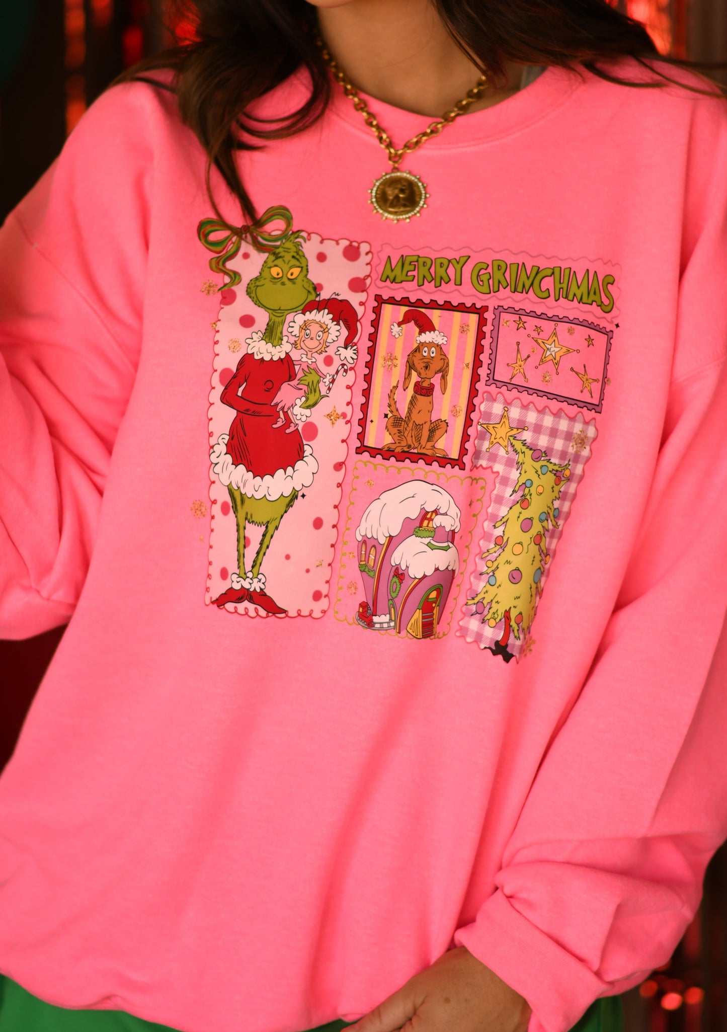 Merry Grinchmas Stamps Sweatshirt