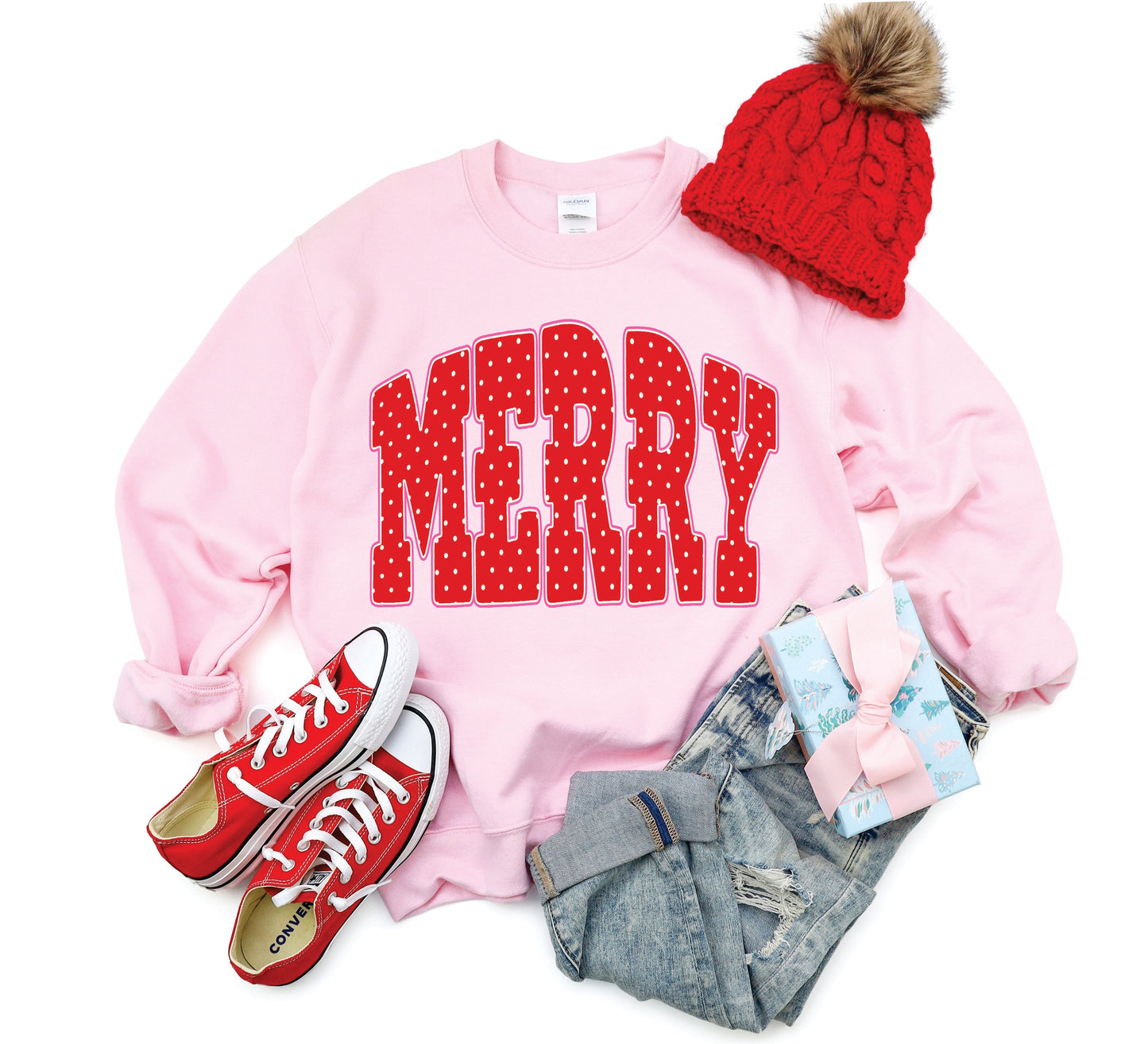 Merry Polka Dots Pink Sweatshirt
