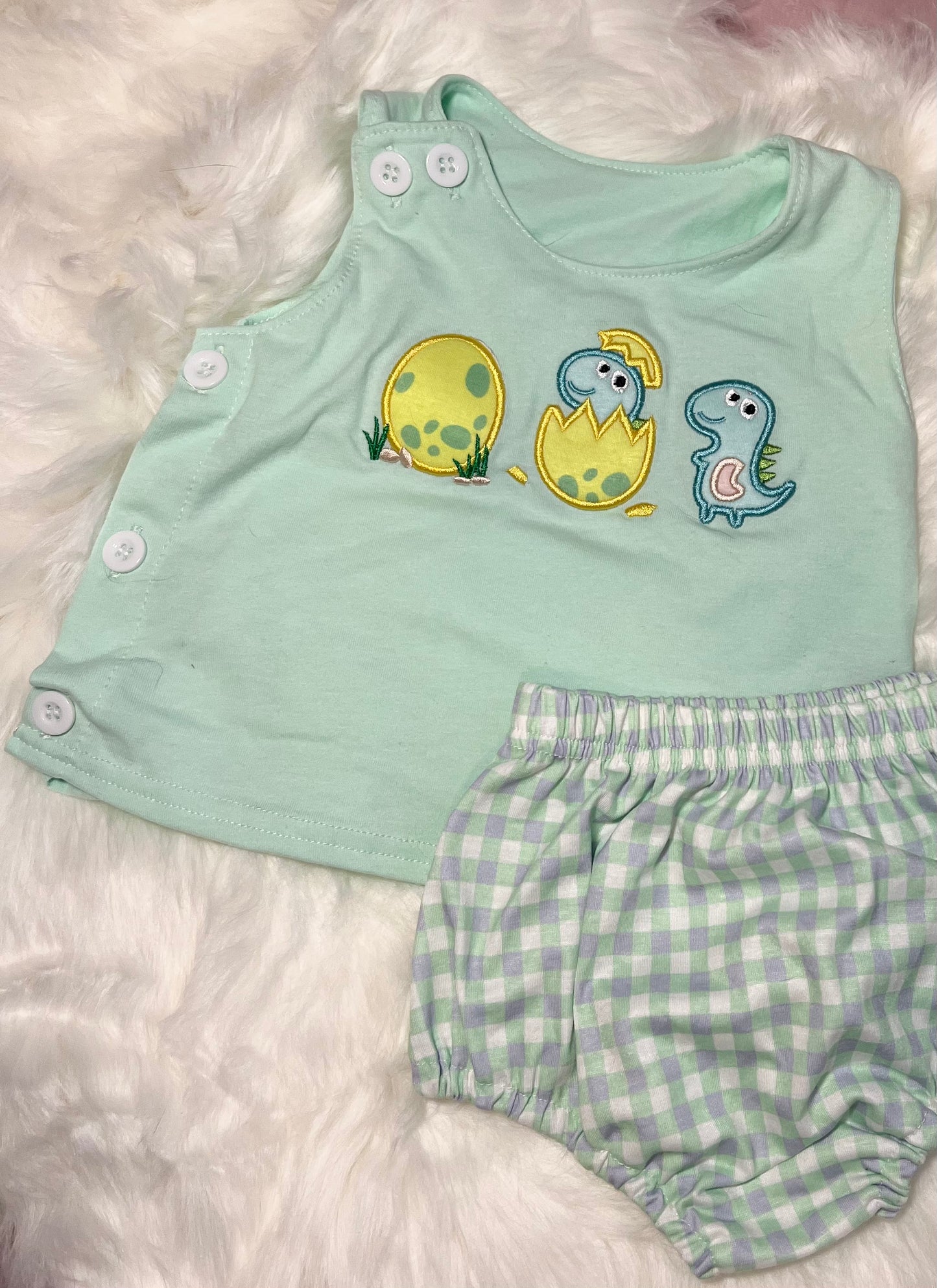 RTS Boys Embroidered Dino Diaper set