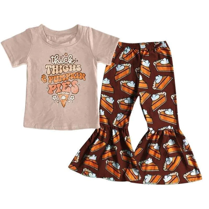 Girls Thick Thighs & Pumpkin Pies Flare Set