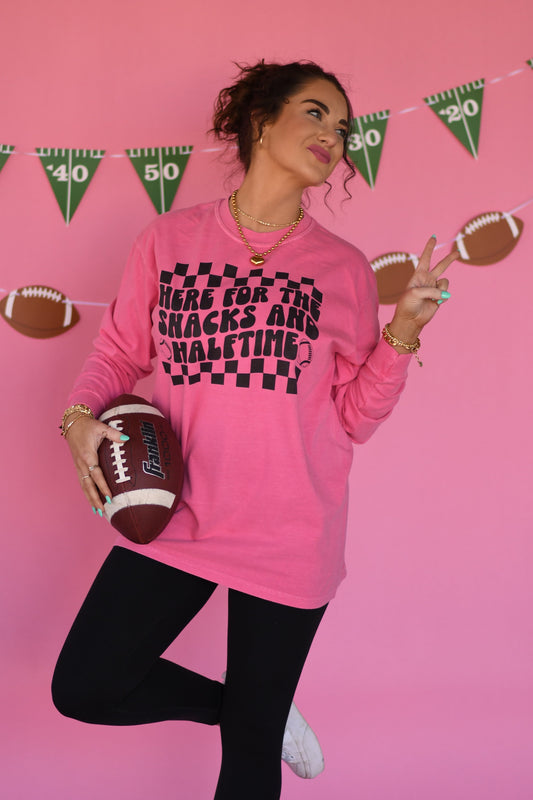 Pink Here For The Snacks And Halftime  Tee/Long Sleeve Tee