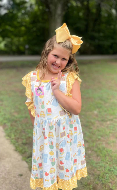 Girls Back to School Ruffle Dress