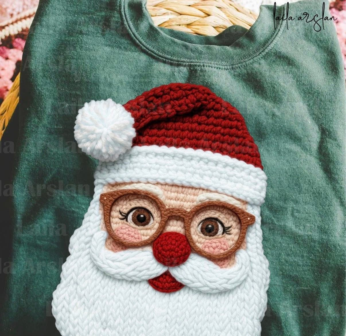 Faux Crochet Santa Sweatshirt or Tshirts - WS