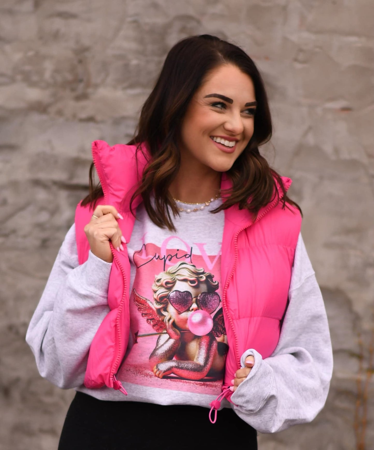 RTS Hot Pink Cropped Puffer Vest