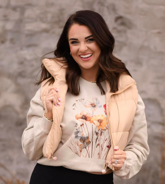 RTS Tan Cropped Puffer Vest