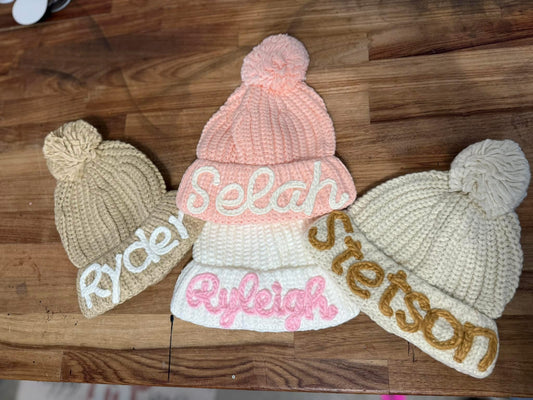 Handmade Embroidery Name Kids Beanies - WS