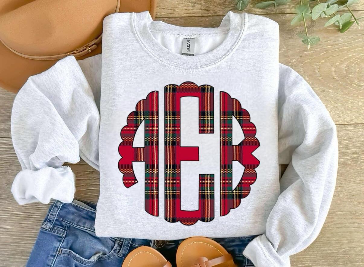 Christmas Plaid Mono Sweatshirt or Tshirts - WS