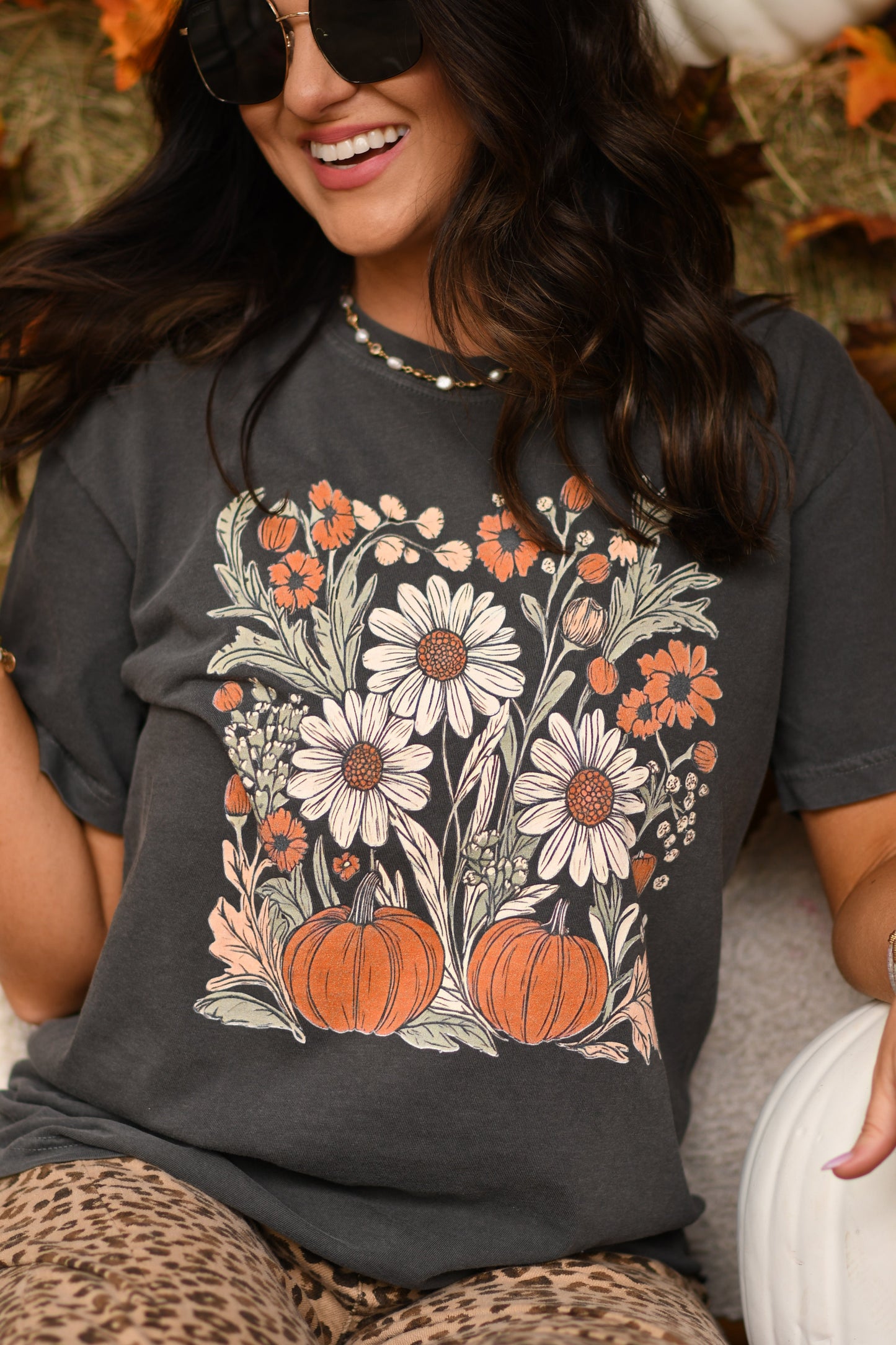 Fall Florals and Pumpkins Tee
