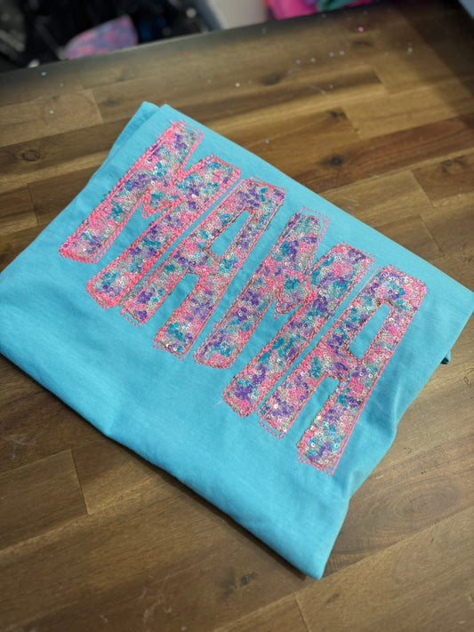 Double Stitches Sequins Embroidered Tees - WS