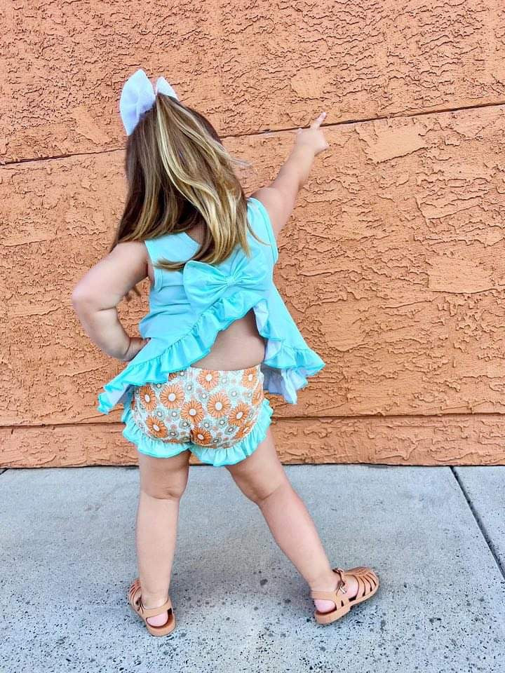 Open Bow Back Floral Bummie & Short Sets Preorder