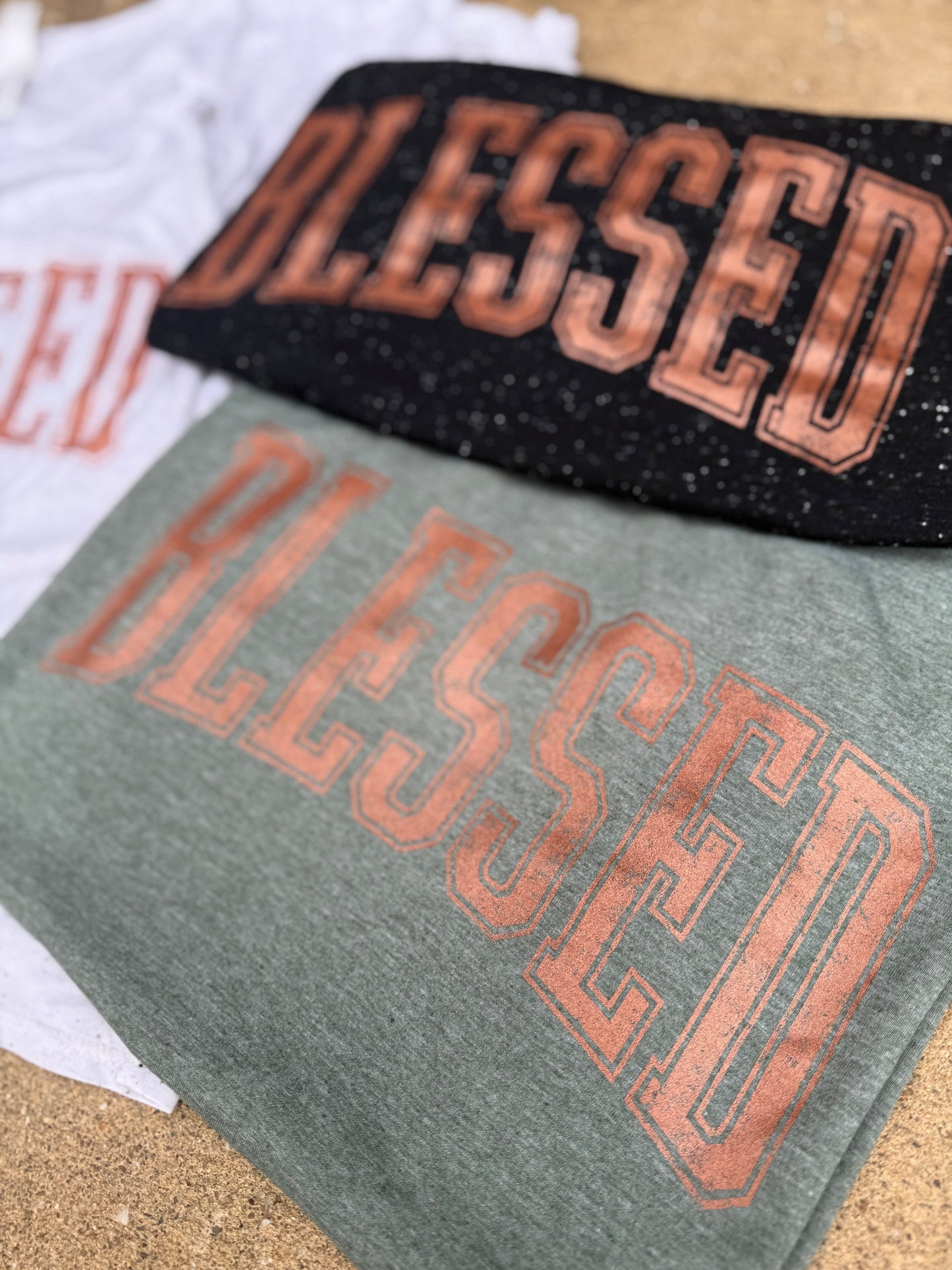 Blessed Metallic Varsity Graphic Tee