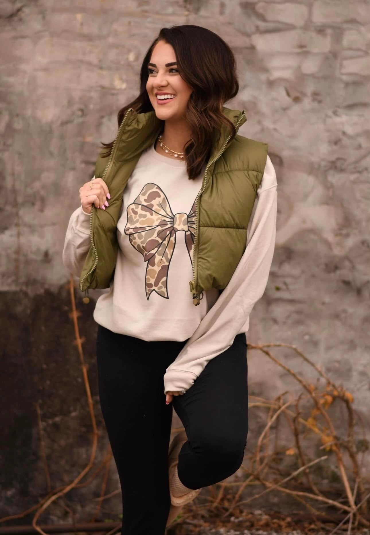 RTS Army Green Cropped Puffer Vest