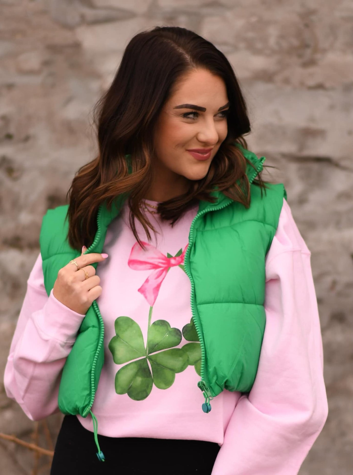RTS Kelly Green Cropped Puffer Vest
