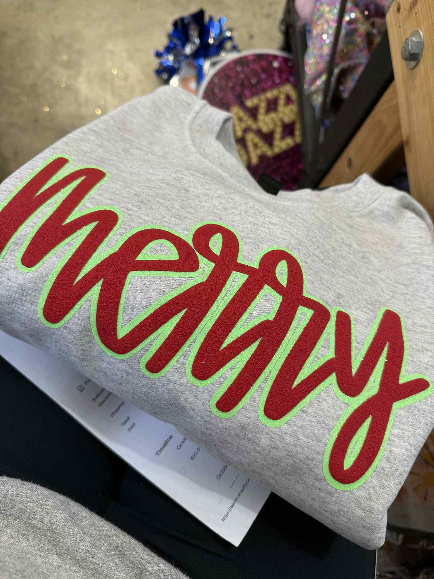 Puff & Glitter Name sweatshirts - HONEY FONT - WS