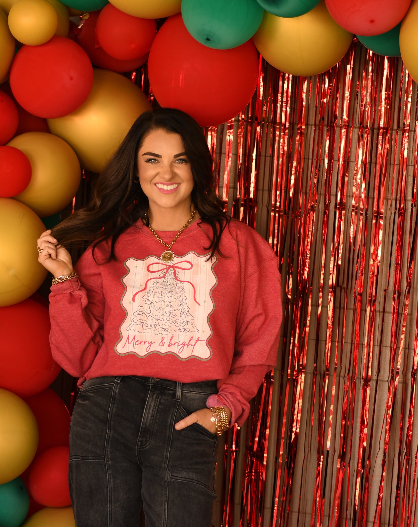 Merry & Bright Bow Tree Sweatshirt / Tee