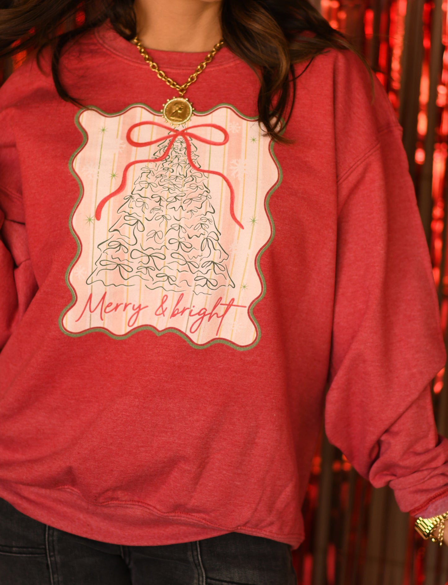 Merry & Bright Bow Tree Sweatshirt / Tee
