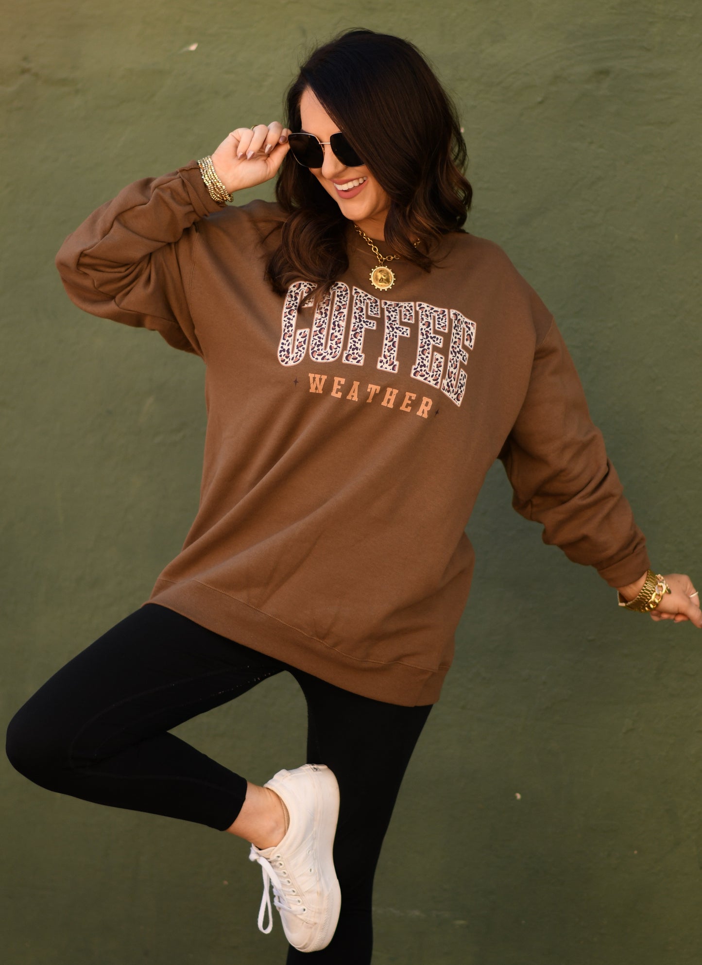 Coffee Weather Leopard Sweatshirt
