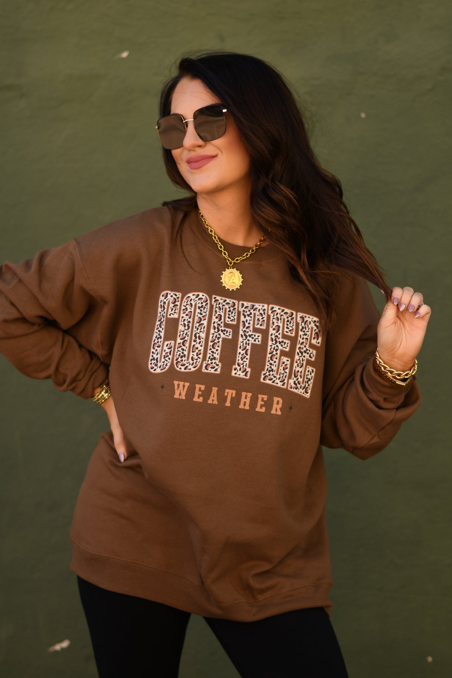 Coffee Weather Leopard Sweatshirt