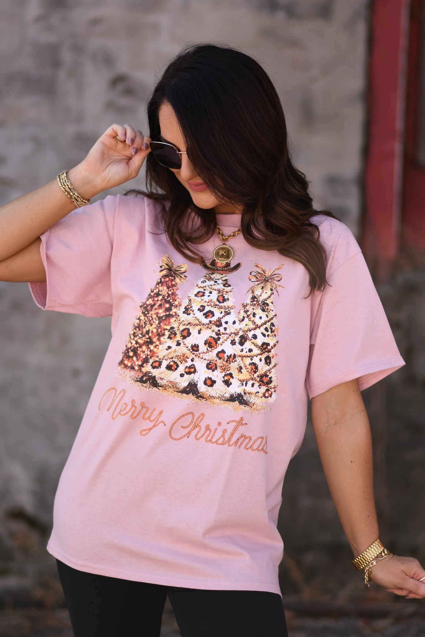 Merry Christmas Western Trees Tee