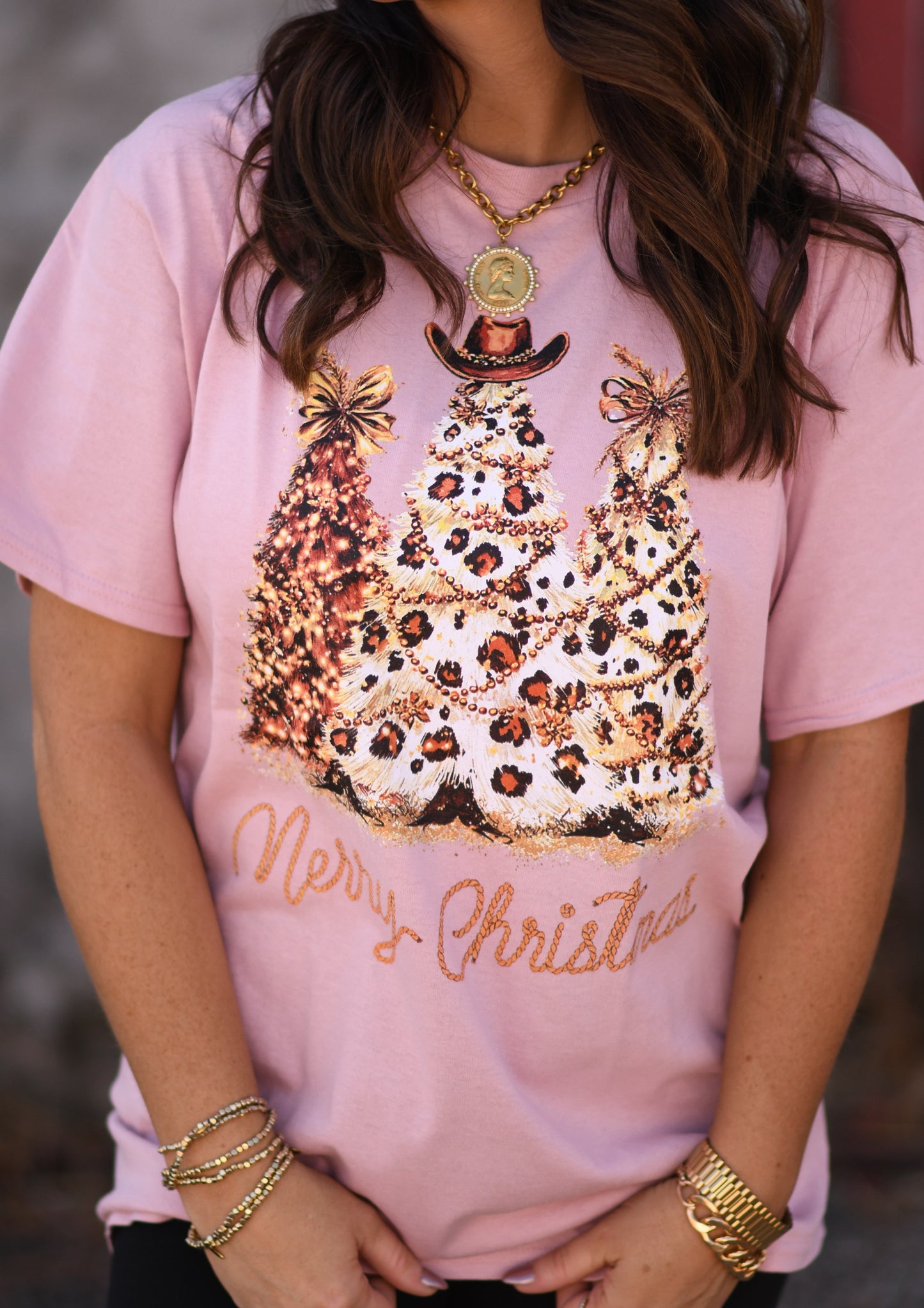 Merry Christmas Western Trees Tee