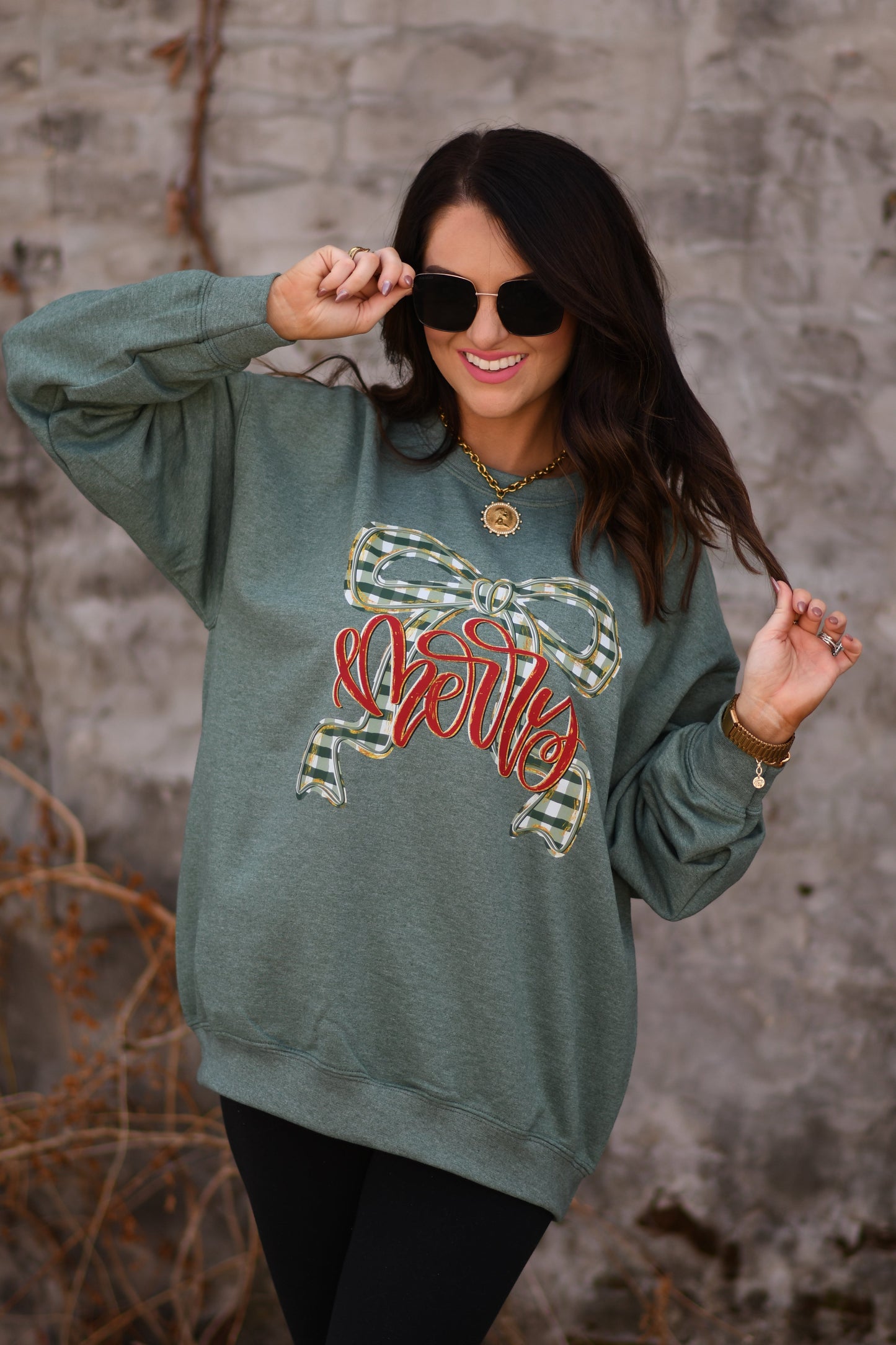 Merry Plaid Bow Tee / Sweatshirt