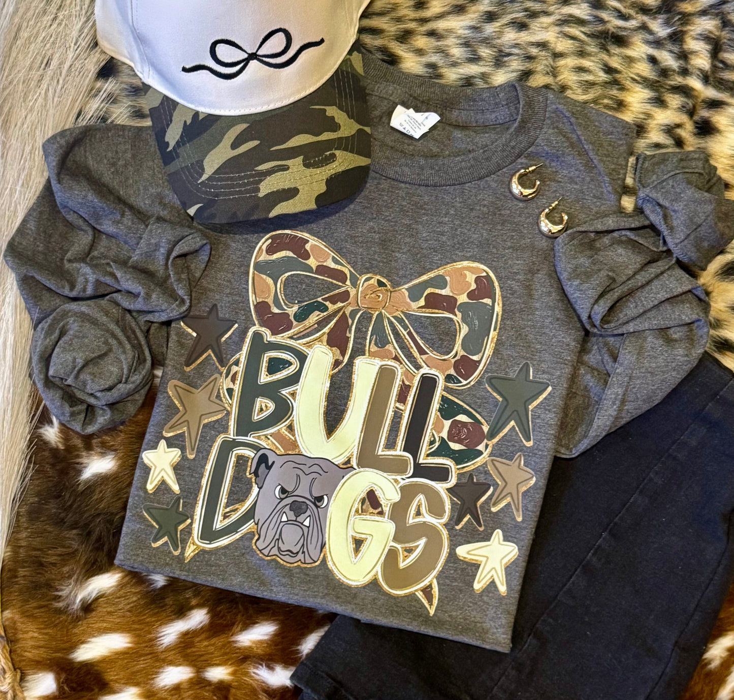Bulldogs Camo Bow Tee / Long Sleeve