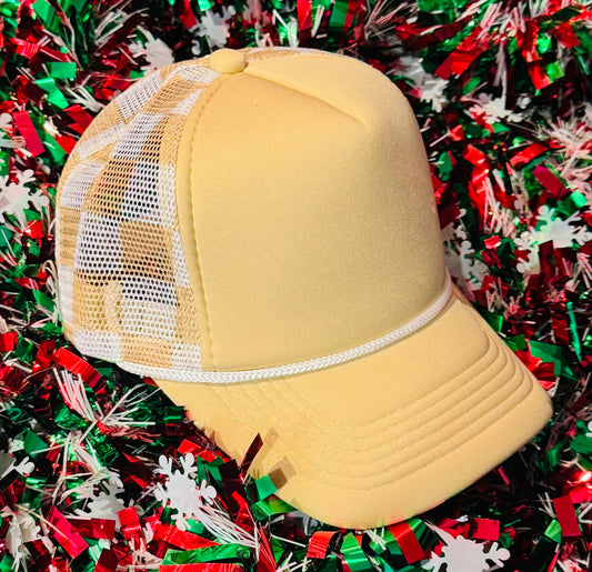 RTS Tan Checkered Trucker Hat