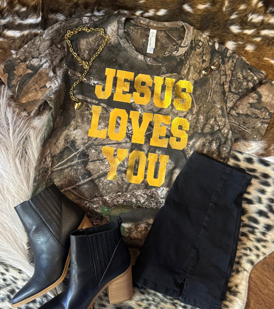 Jesus Loves You Foil Camo Tee