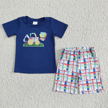 Boys Truck Back to School Shorts set