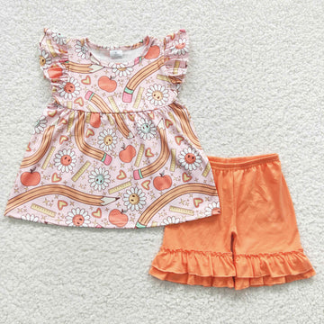 Girls Boho Pencils Ruffle Shorts Set