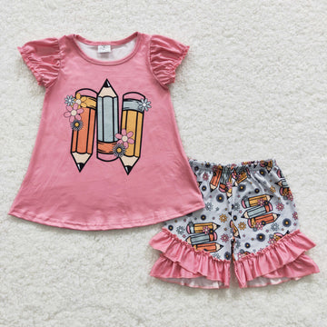Girls Boho Ruffle Floral Pencil Shorts Set or Dress