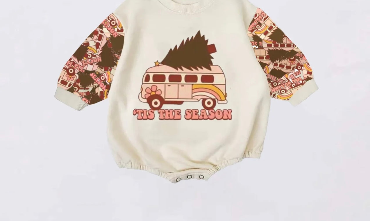 RTS tis the season retro van oversized romper