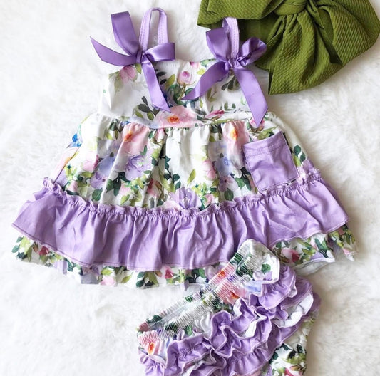 RTS Girls Ruffle Butt Lavender bummie Set