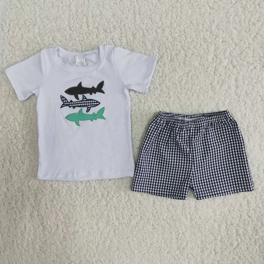 Boys Embroidery Shorts Set