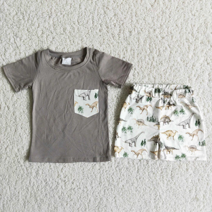 Boys Dinosaur Shorts Set