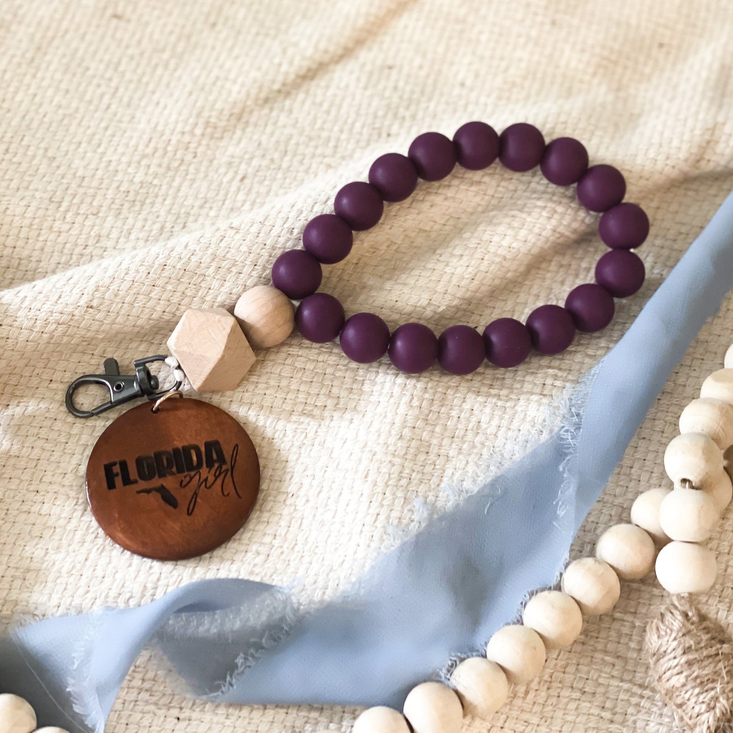 Plum Wine Silicone Beaded Wristlet