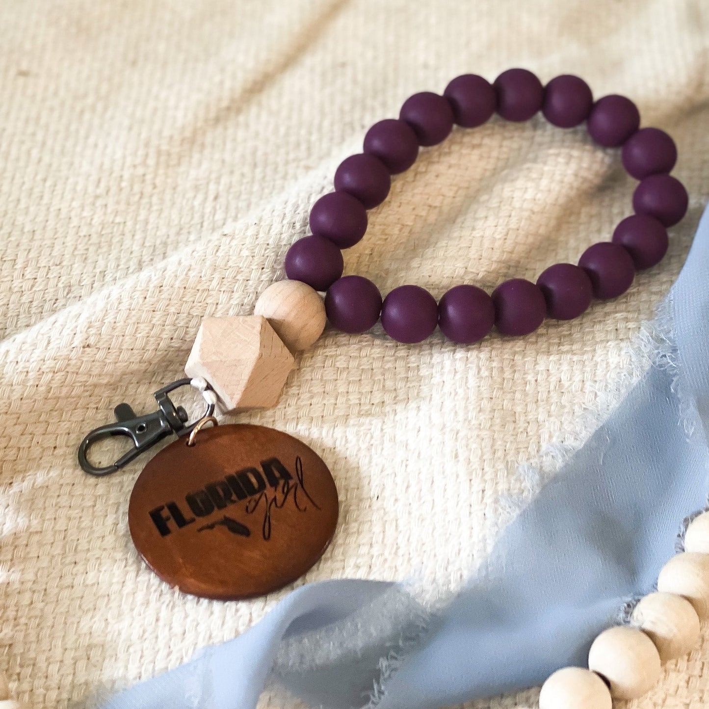 Plum Wine Silicone Beaded Wristlet