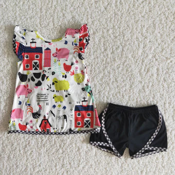 Girls Farm Life Shorts Set